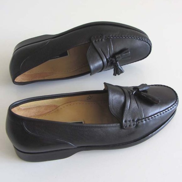 BRAGANO black strap tassel loafers 8 1/2 M Italy